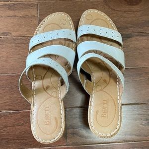 BORN White Wedge Sandals